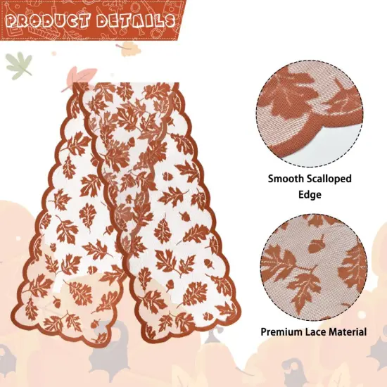 Fall Table Runner, Lace Maple Leaf Table Runner - Maple Leaf {2}