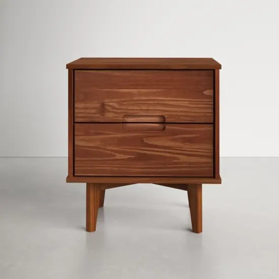 Farm House 2 Drawer Solid Wood Nightstand Medium Walnut {5}