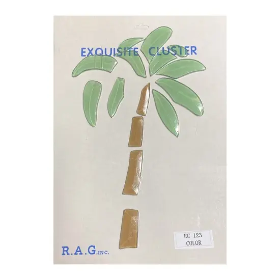 6-3/4" X 12-1/4" Colored Exquisite Glass Palm Tree Bevel Cluster COEC123 {3}