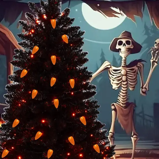 18ft Orange C3 Halloween String Lights 50LED Strawberry {3}