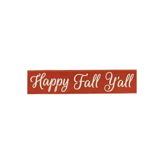 2.5" Happy Fall Yall Ribbon: Rust (10 Yards) {3}