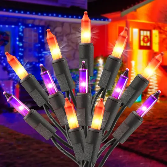 Halloween Purple and Orange String Lights - 21FT, 100 Count (Plug in) {2}