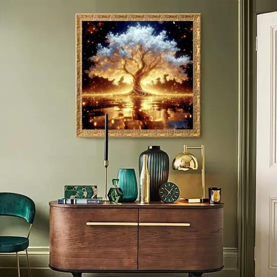12x12 Inch 5D Full Drill White Gold Tree of Life Diamond Painting {3}