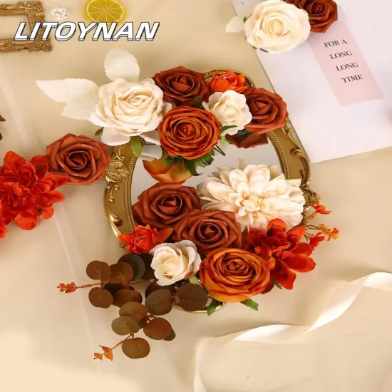 Artificial Flower Box Set - Chic Terracotta Rust {2}