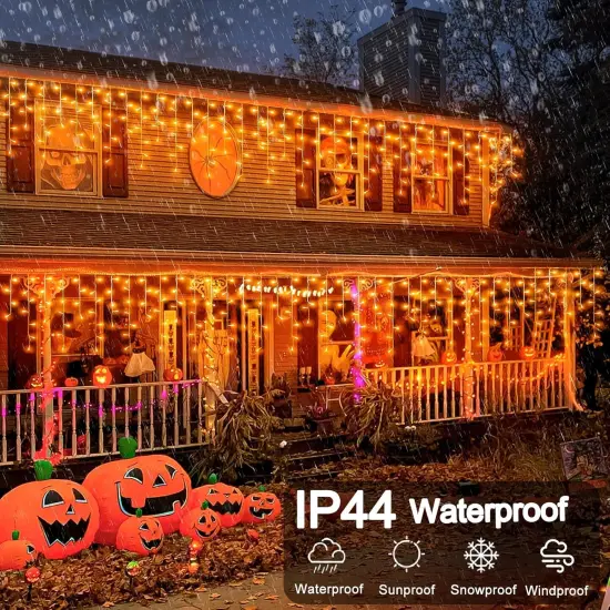 33ft 400 LED Orange Lights for Halloween {4}