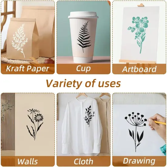 Stencils for Painting on Wood 18PCS Reusable Flower Stencils Painting {5}