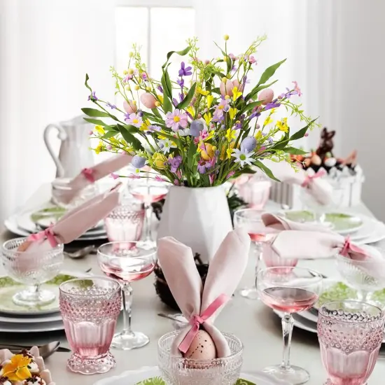 6 PCS 20 inch Easter Decorations Easter Egg Flowers Stem Artificial Spring Floral Easter Sprays Picks with Berry Stems for Easter Home Vase Arrangement Table Centerpieces {4}