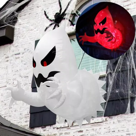 4.5ft Inflatable with LED Flying Ghost Broke Out from Window Halloween Decor {1}