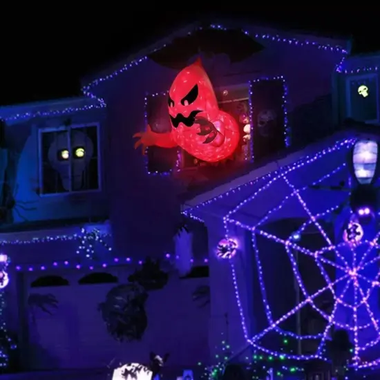 4.5ft Inflatable with LED Flying Ghost Broke Out from Window Halloween Decor {4}