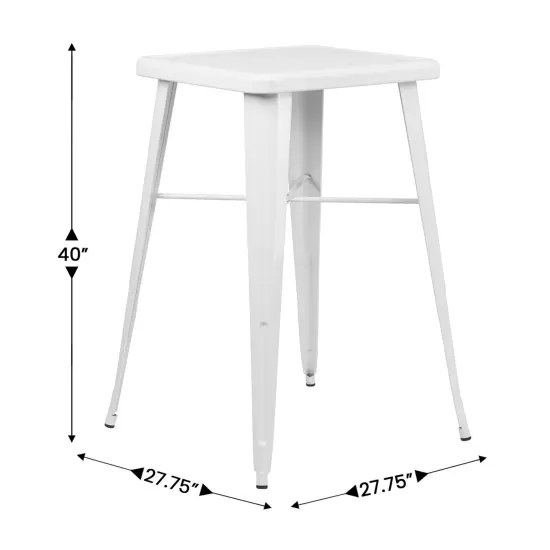 Merrick Lane Retta Patio Dining Table with Metal Frame and Square Top White {5}