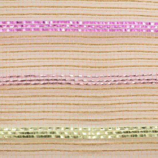 10.5" Poly Jute Matte Stripe Mesh Ribbon: Natural Pastel Stripes (10 Yards) {2}