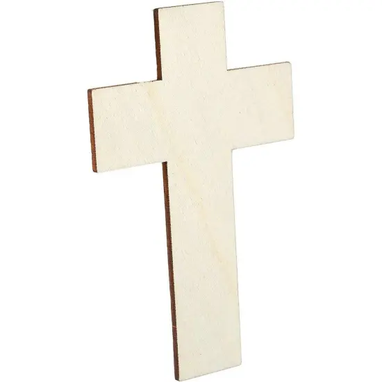 Unfinished Wood Cutout - 25-Pack Cross Shaped Wood Pieces for Wooden Craft DIY Projects, Sunday School, Church, Home Decoration, 2.7 x 4.2 inches Brown {6}