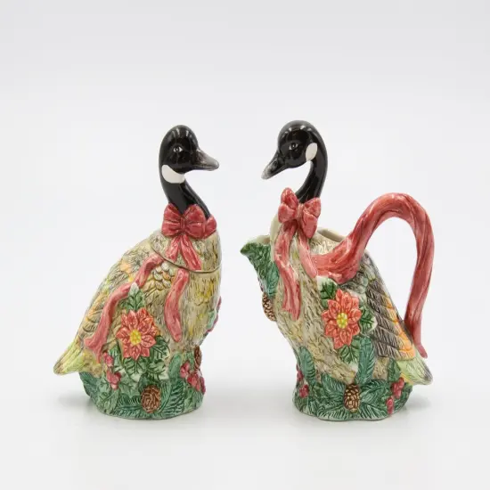 Ceramic Christmas Geese Sugar and Creamer Set, Home D&eacute;cor, Gift for Her, Gift for Mom, Farmhouse Kitchen D&eacute;cor, Christmas D&eacute;cor {3}