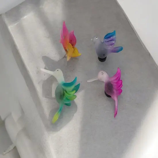 Glass Magnets of Hummingbirds, Dove, Butterfly (Set of 4), Birdwatcher Gift, Gift for Her, Gift for Mom, Refrigerator Decor {2}