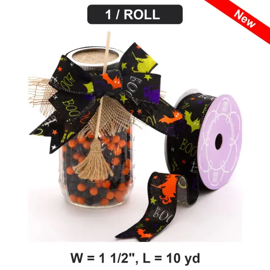Halloween Wired Ribbon 1 1/2" W x 10 yd L 1/roll Perfect for Decorating {1}