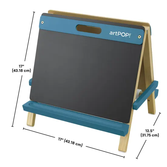artPOP! Kids' 3-in-1 Tabletop Easel, Double-Sided Easel with Wooden Frame, Includes Paper Roll, Foldable Design, Portable Arts & Crafts Easel for Kids Ages 3 & Up {1}