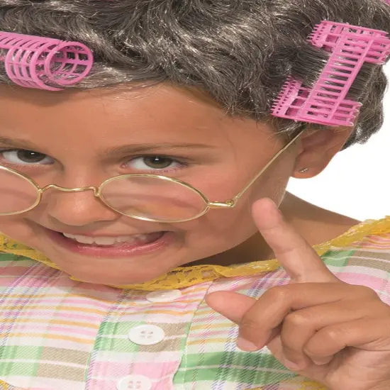 Aunt Gertie Grandma Gray Wig kids girls boys Halloween costume {2}