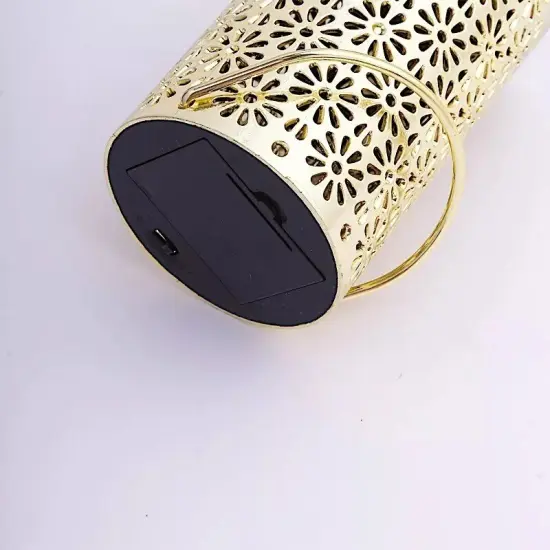 3 Metallic Gold 3x5 in Plastic LEDLANTERN LAMPS Flower Design Party Decorations {2}