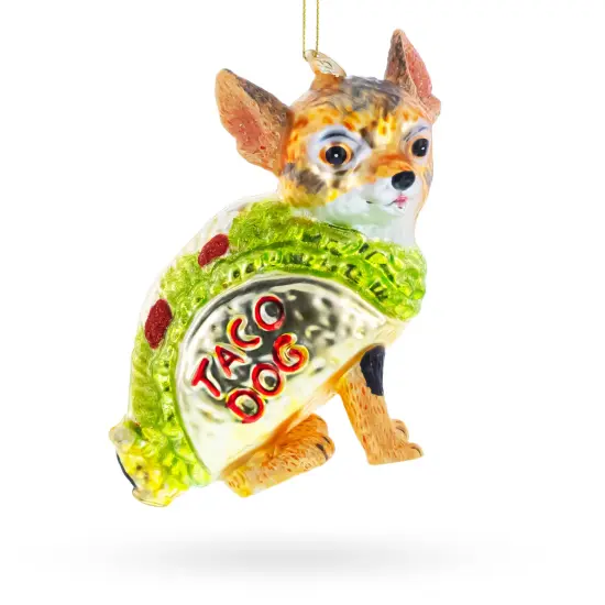 Taco Dog Glass Christmas Ornament {4}