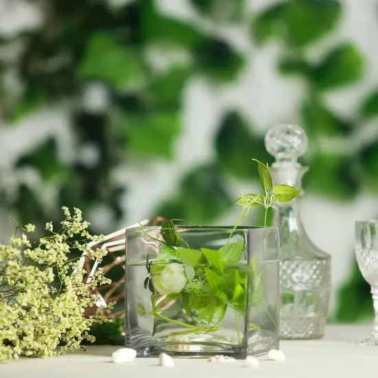 6 pcs 6-Inch tall Clear Glass Cube Vases Centerpieces Wedding Party Supplies {4}