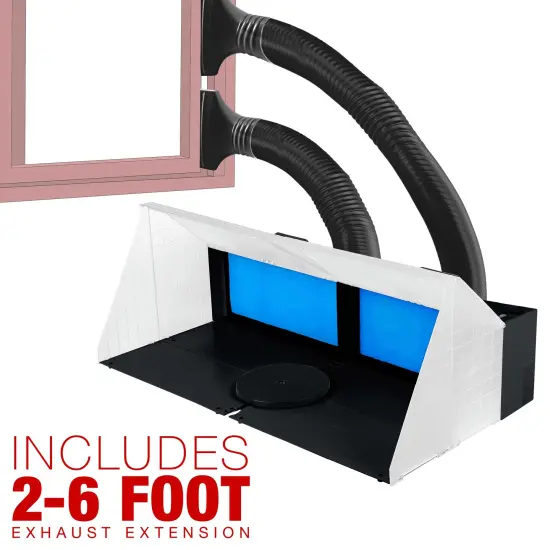 Portable Hobby Dual Airbrush Spray Booth Kit with Exhaust Extension Hose (Extends up to 5.6 Feet) and 7.5 in. Diameter Revolving Turntable {6}