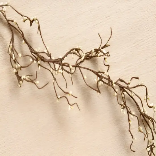 5 Feet Ivory Pip Berry Garland with Wispy Twig Base for Wedding Rustic and Seasonal Decor {1}