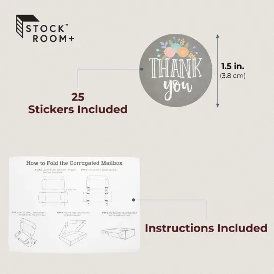 Stockroom Plus 25 Pack Cardboard Mailers with Thank You Stickers, 4x4x2 Shipping Boxes, Red {4}