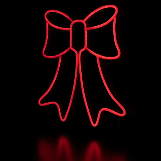 Northlight LED Bow Neon Lighted Christmas Wall or Window Decoration - 15" - Red {7}