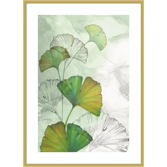 Ginkgo II by Eva Watts Wood Framed Wall Art Print {6}