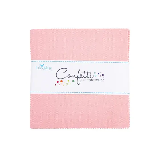 Confetti Cotton 5" Square Pack (Charm Pack / 5" Stacker) in Pretty in Pink byfor Riley Blake (5-120-PRETTYPINK-42) {1}