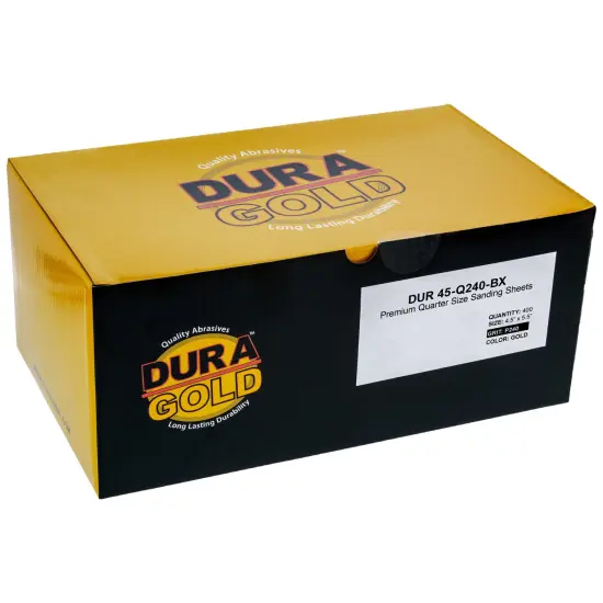 240 Grit Gold - 1/4 Sheet Plain Backing Sandpaper 5.5" x 4.5" - For Palm Sanders - Box of 400 {4}