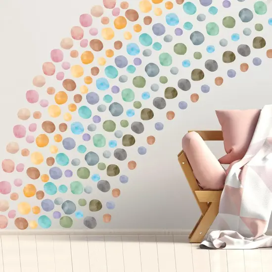 296 Pcs Polka Dots Wall Decal Boho Rainbow Kids - Fresh Color {1}