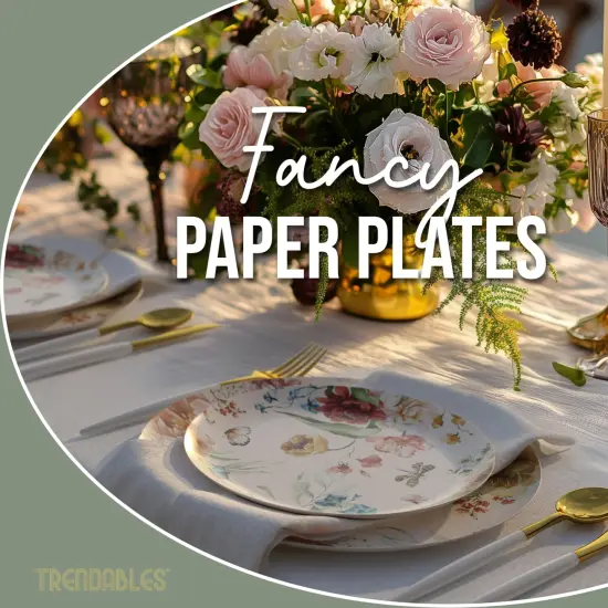 Earthtrends Heavy Duty Paper Plates for parties &ndash; Includes 8-Inch Paper Dessert Plates and 10-Inch Paper Dinner Plates &ndash; Disposable Floral Paper Plates for Parties, Weddings, Events, BBQs, Birthdays, Catering, Holidays &ndash; Elegant Tableware Set Aviv {3}