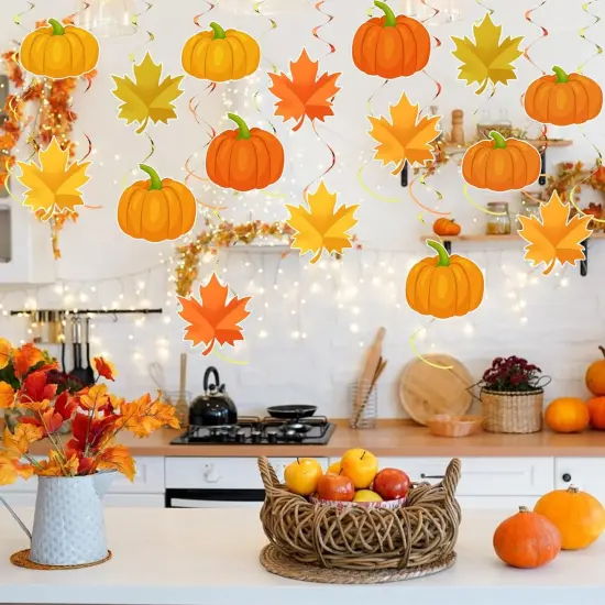 36pcs Thanksgiving Fall Pumpkin Maple Leaf Hanging {4}