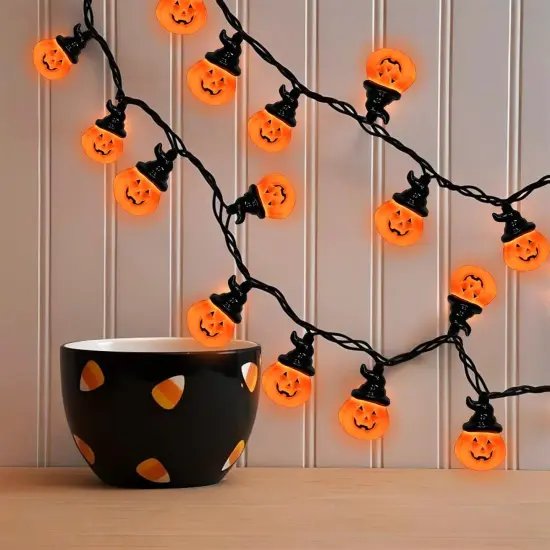 10 LED Hooded Jack-O-Lantern Lights {5}
