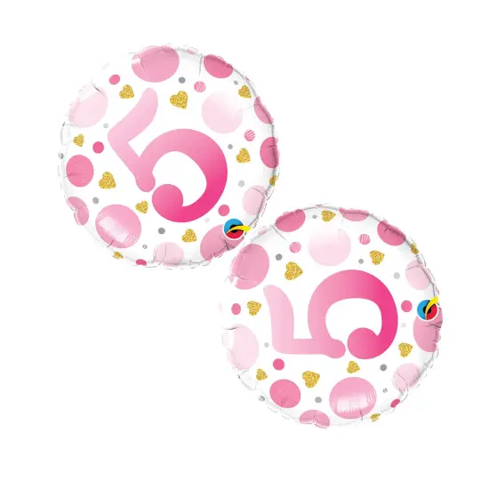Age 5 Pink Dots 18 Inch Foil Mylar Balloon {5}