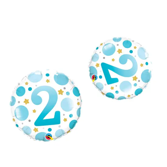 Age 2 Blue Dots 18 Inch Foil Mylar Balloon {5}