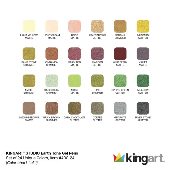 KINGART&reg; Earth Tone Gel Pens, Soft Grip, 24 Colors {3}