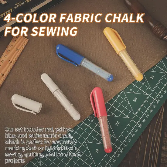 Fabric Chalk Markers (Red, Yellow, Blue, White) -Erase Tailor&rsquo;s (Red & Yellow & Blue & White) {2}