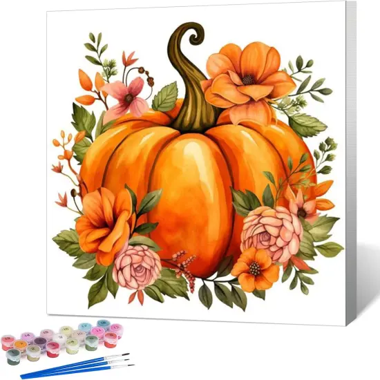 Pumpkin Framed Paint by Numbers Kit - 10x10 inch {1}