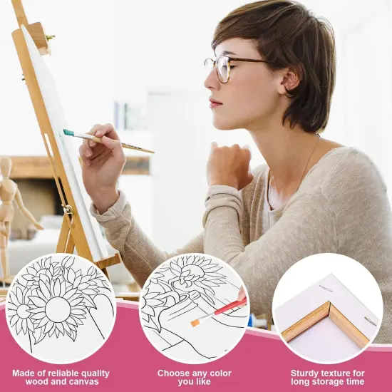 6 Pack Summer Sunflower Pre Drawn Canvas - 8x10 Inches {3}