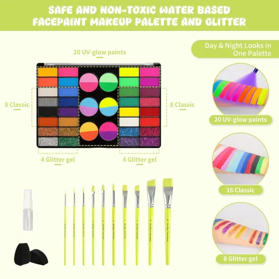 44 Color Face Painting Kit(	44 Colors With artist Brush Set) {2}