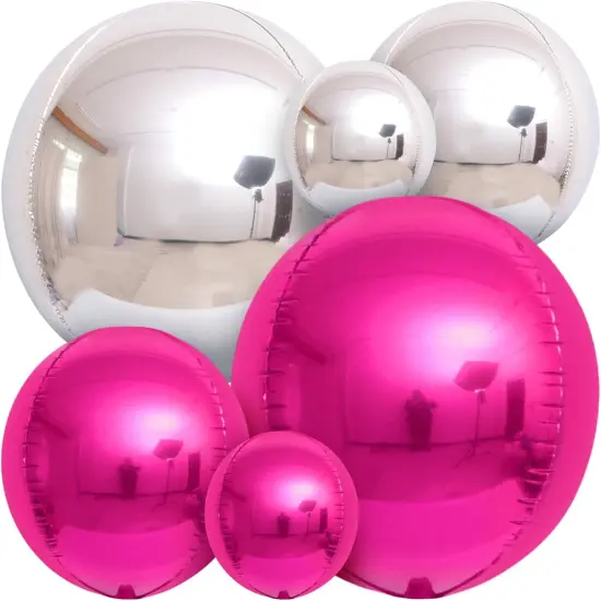 Hot Pink and Silver Balloons - 22 Inch(Hot Pink, Silver) {1}