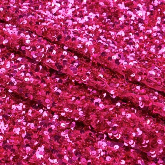 1 Yard Stretch Velvet Sequin Fabric 2 Way Polyester Spandex 36" x 60" Length by Width Fuchsia/Fuc {1}