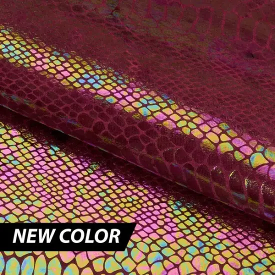 1 Yard Anaconda Foil Printed Stretch Velvet Fabric 58/60" Width Burgundy {1}