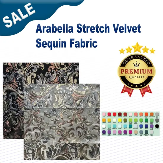 Arabella Stretch Velvet Sequin Fabric Ivory {2}