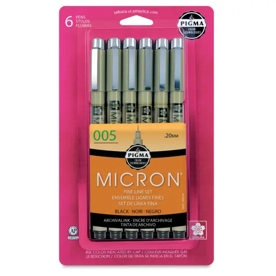 Sakura Pigma Micron Pens - Set of 6, Black, 005 {2}