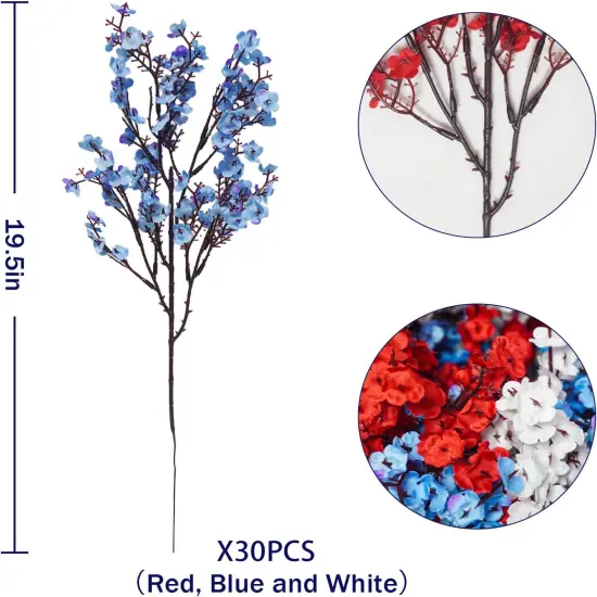 4th of July Artificial Flowers Fake Patriotic Babys Breath Flowers for Independence Day {3}