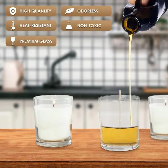 15 Pack 7 OZ Clear Candle Jars with Bamboo Lids, Thick Glass Empty Jars for Making Candles - Dishwasher Safe, in Bulk. {3}