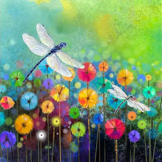 Diamond DIY Painting Kits Dragonfly,Dandelion Flowers Diamond Art Craft for Adults,Diamond Paint Arts for Home Wall Decor Gift (12x16 inch) {1}
